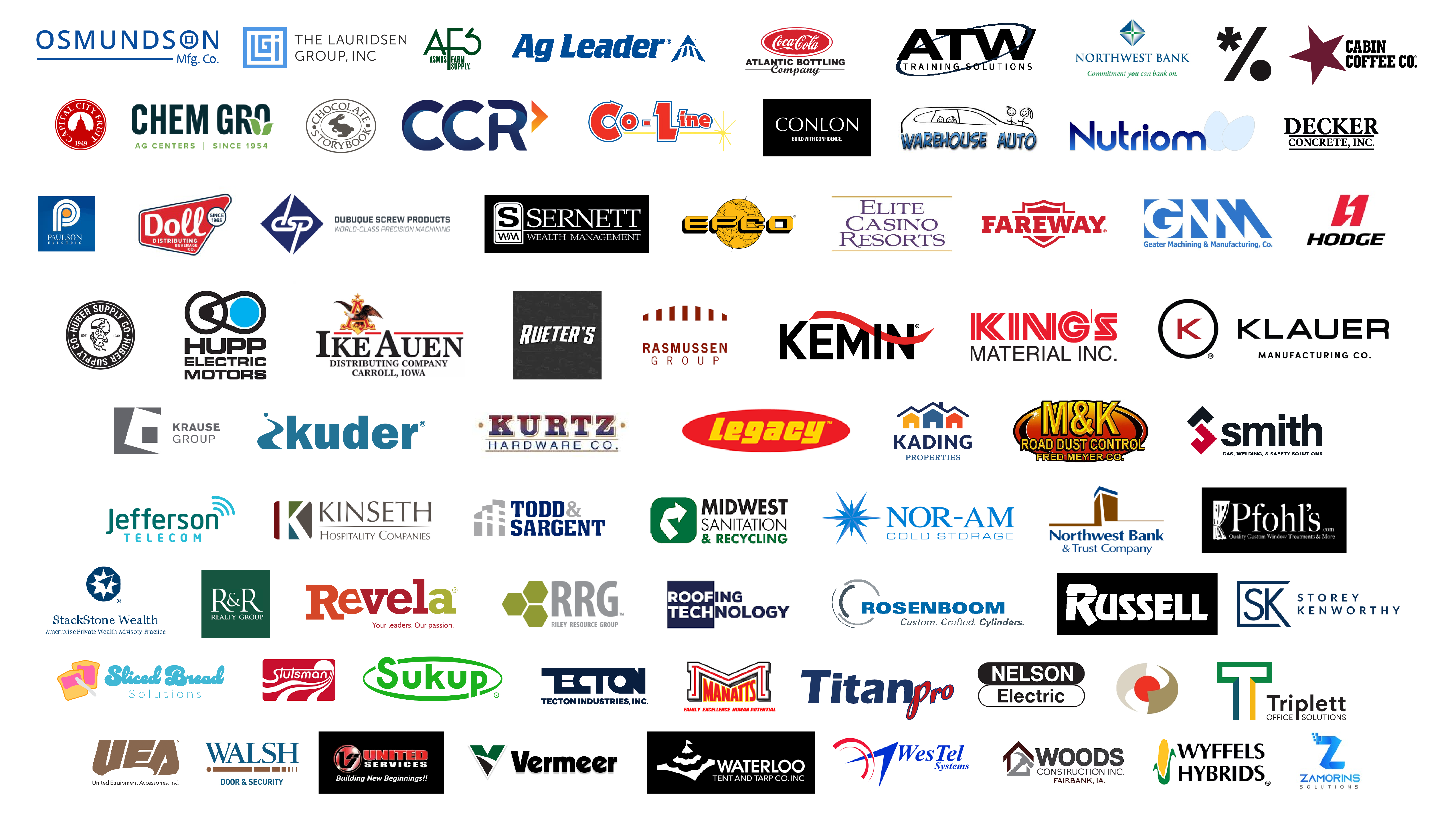 Logos of Iowa families that use the UNI Family Business Center